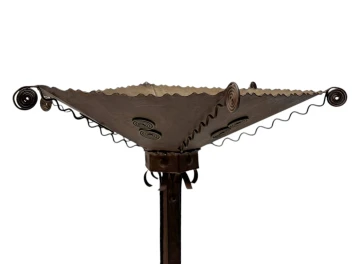 Art Deco Patinated Wrought Iron Floor Lamp, 1930s